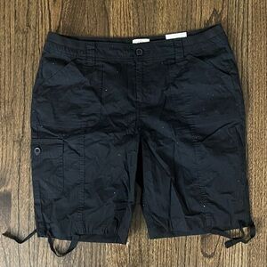 St. John's Bay Black Cargo Bermuda Shorts with Drawstring Hem